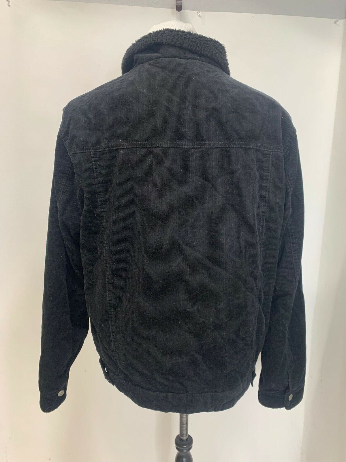 PX Premium Xpression Mens Black Marlon Aviator Corduroy Shearling Trucker Jacket