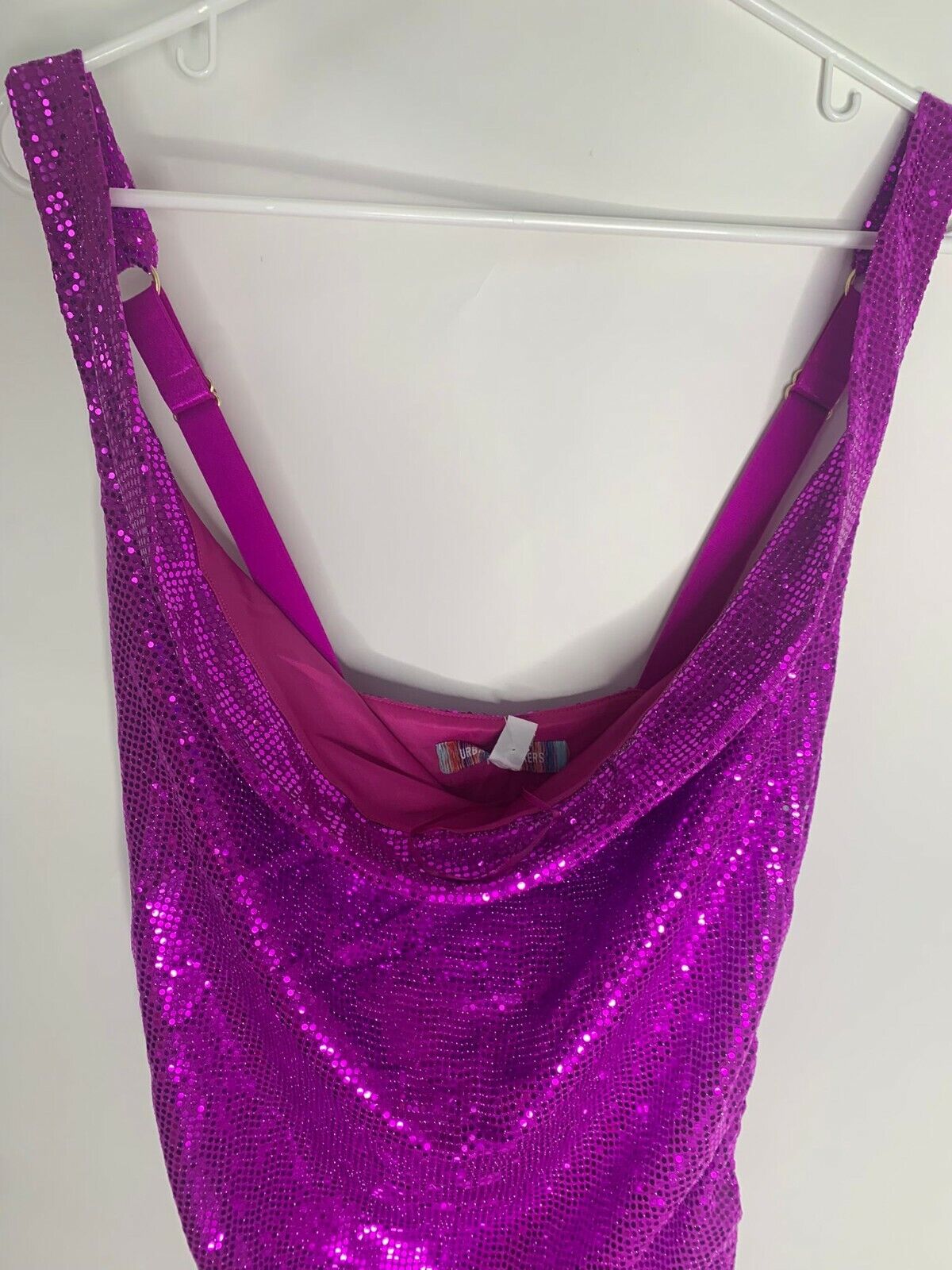 Urban Outfitters Womens L UO Pink Rose Sequin Dua Cowl Neck Bodycon Mini Dress