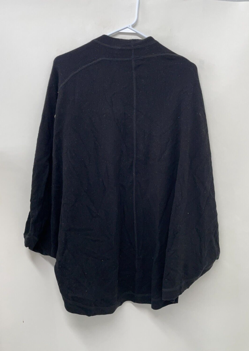 Premise Women's L Cashmere Open Front Poncho Sweater Black Cape Cardigan NWT