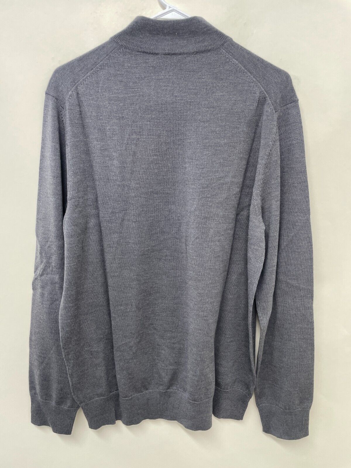 Charles Tyrwhitt Mens L Pure Merino 1/4 Zip Neck Jumper Sweater Gray Pullover