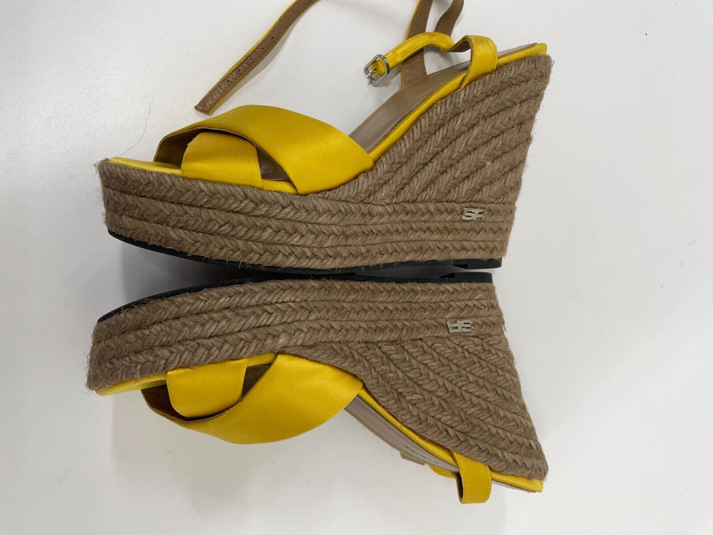 Sonia Rykiel Womens 6 Crisscross Strap Espadrille Wedge Heels Sandals Yellow