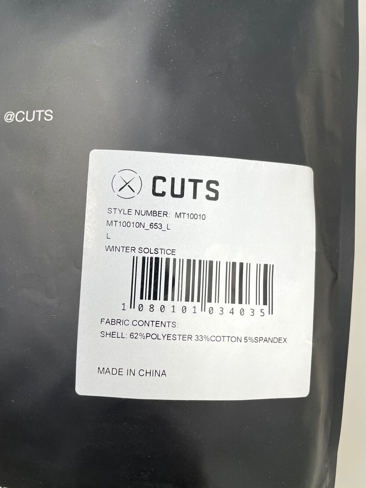 Cuts Clothing Mens L Trim Long Sleeve Crew Neck Curve Hem Shirt Winter Solstice