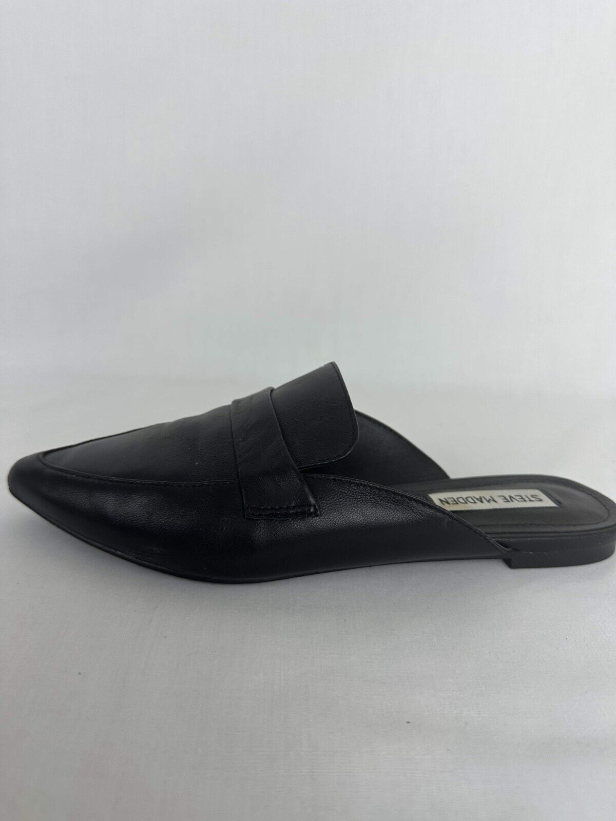 Steve Madden Womens 7.5 Flavor Mules Black Pointed Toe Slip On Leather 6602671