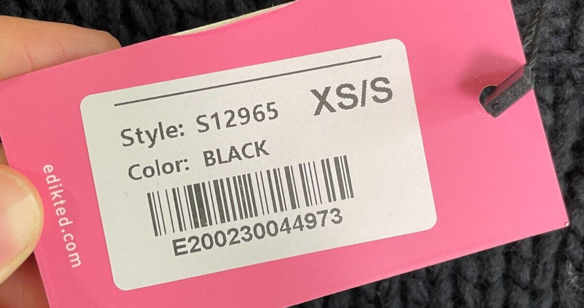 Edikted Women's XS/S Mega Star Cropped Sweater Black Acrylic Long Sleeve S12965