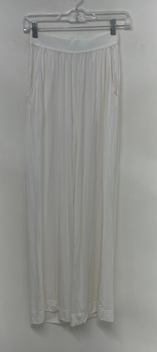 Weworewhat Womens XS Wide Leg Pants White Modal Jersey Ivory Pockets WWI25-2