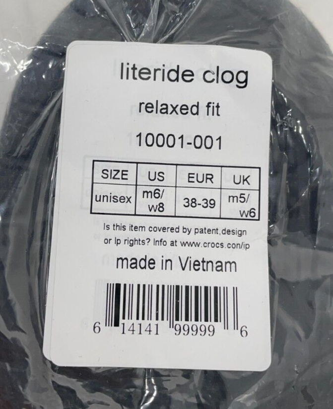 Crocs Men's 6/Women's 8 Classic Clog Black 10001-001 Lightweight Shoe Sandals