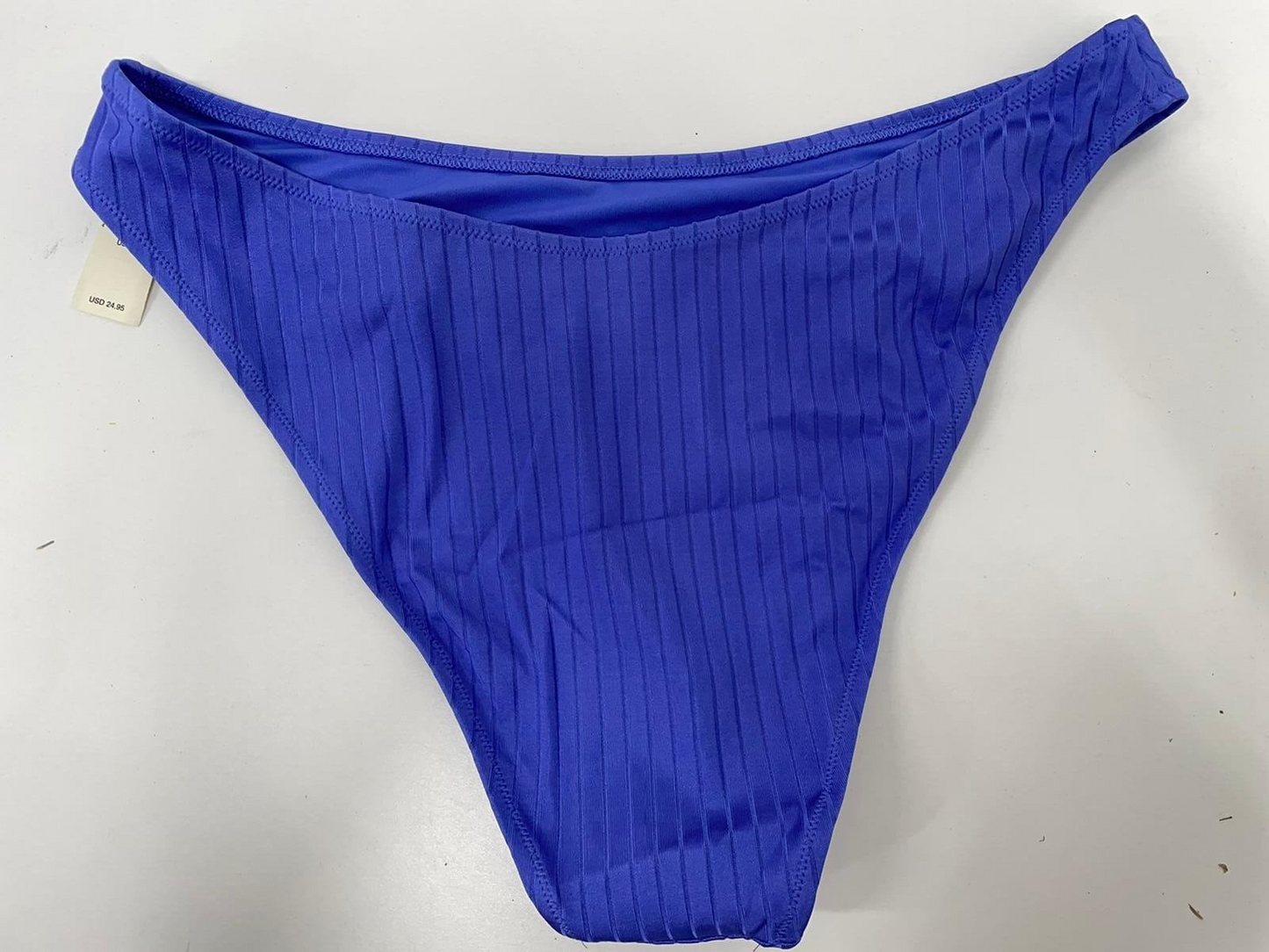 Aerie Women XL 34C High Cut Shine Ribbed Bikini Bottom Underwire Bikini Set Blue