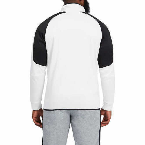 Puma Mens Gray White Evostripe Half Zip Pullover Sweatshirt Jacket Front Pocket