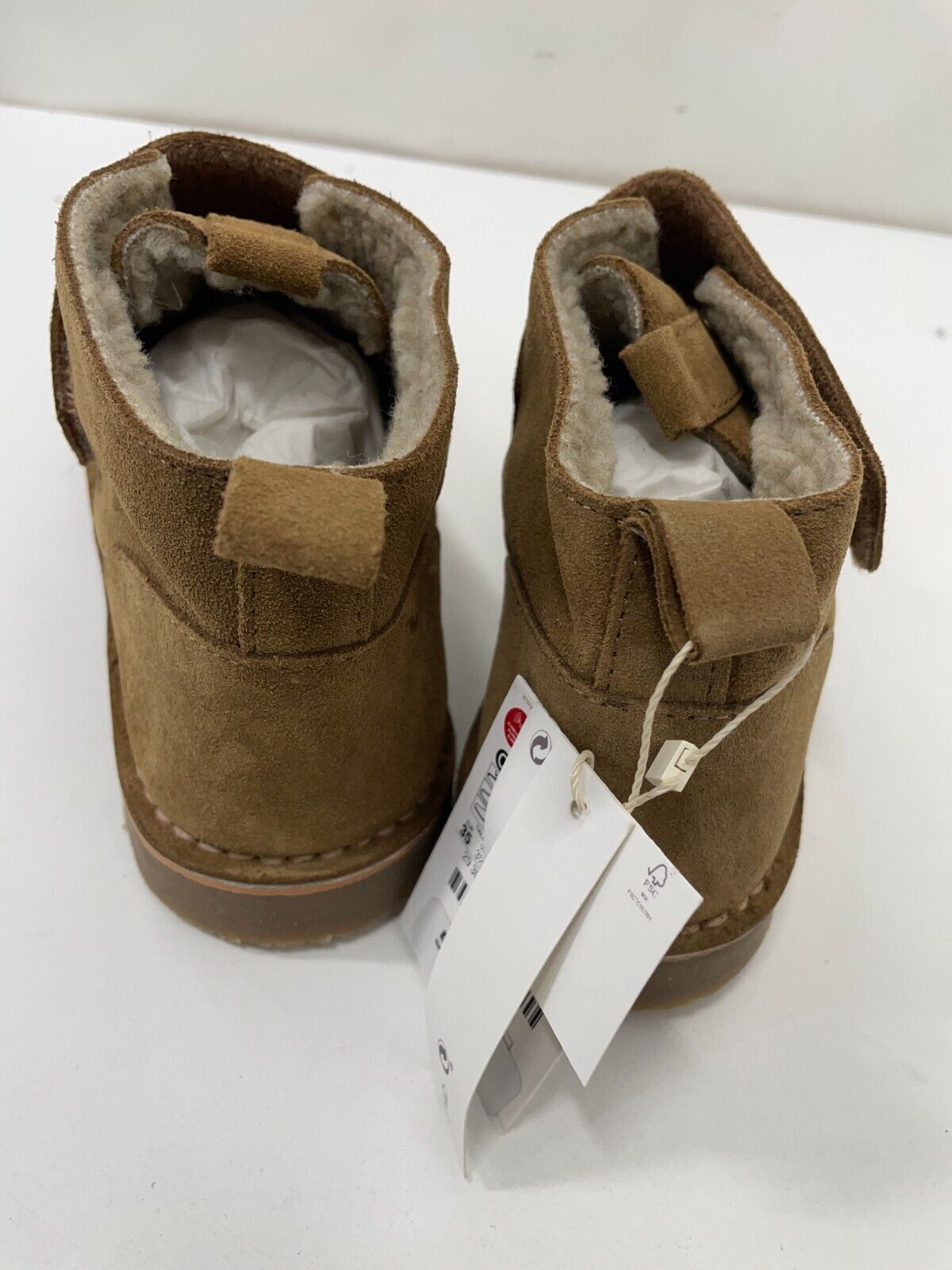 Zara Kids Girls 3.5 Leather Ankle Boots Brown Suede Hook & Loop 1150/030