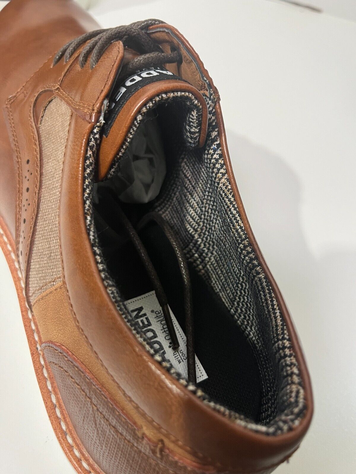 Madden Men's 12 Vypper Mixed Media Leather Derby Dress Shoe Cognac Brown 580120