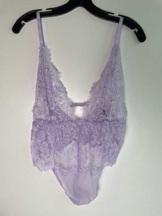 Adore Me Womens Anouchka Unlined Bodysuit Teddy Lace Lingerie Lilac G String