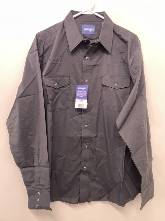 Wrangler Men's XL Sport Western Snap Long Sleeve Shirt Black Classic 71105BK NWT