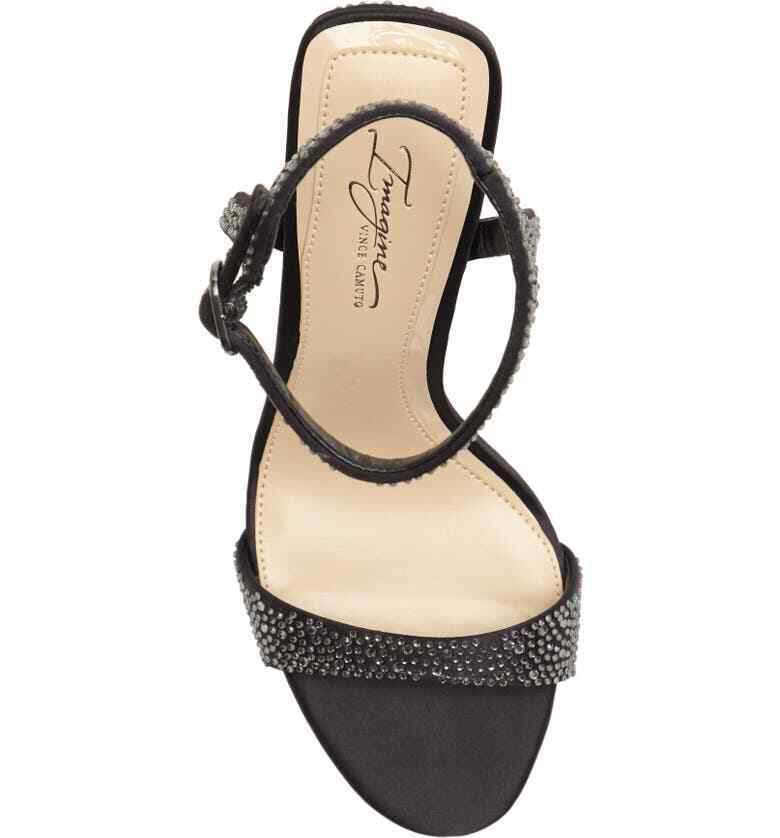 Imagine Vince Camuto Womens 8.5 Black Reshi 3 Embellished Ankle Strap Sandal
