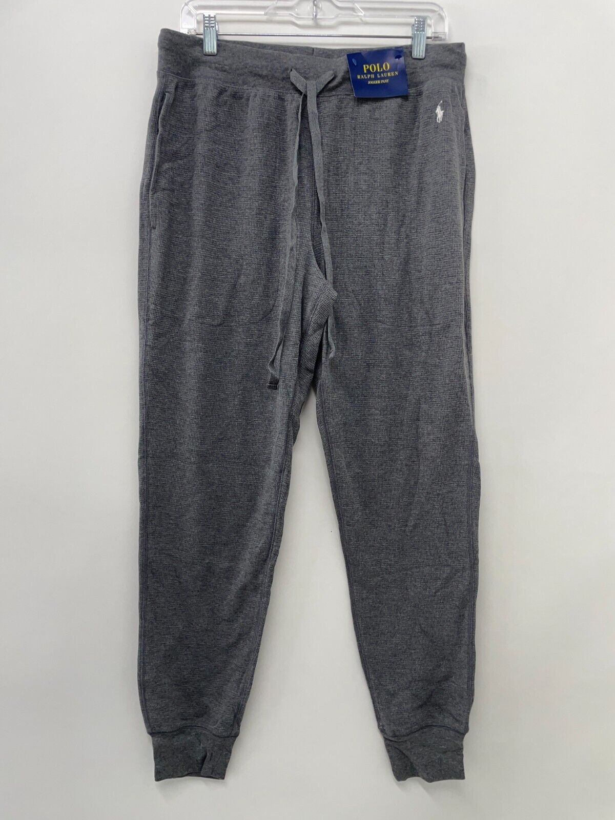 Polo Ralph Lauren Mens L Solid Waffle Knit Thermal Jogger Pajama Pants Charcoal