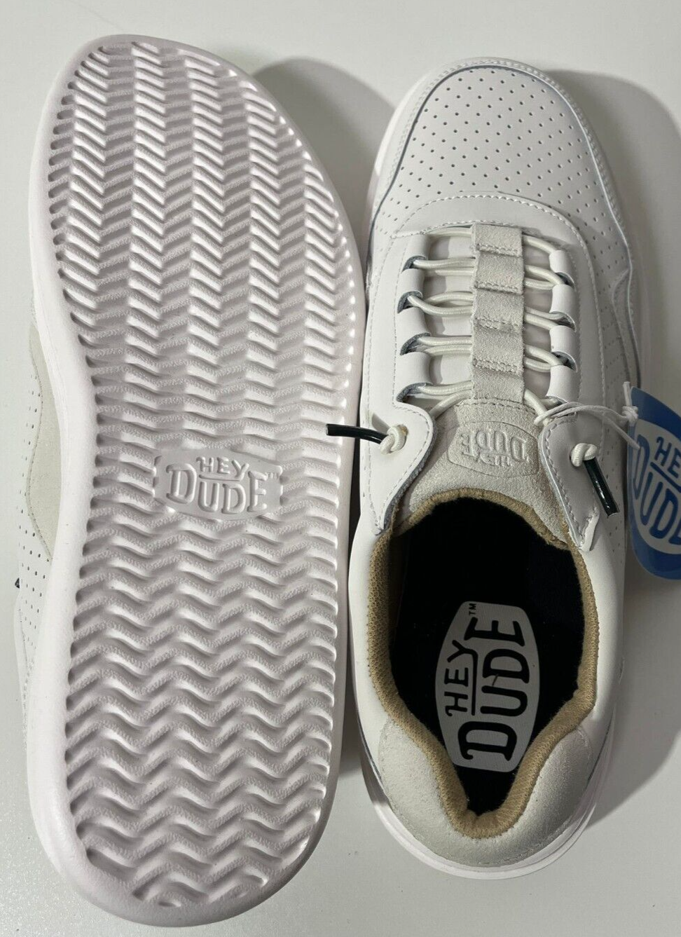 Hey Dude Mens Size 11 Hudson M Leather White Athletic Shoes Sneakers 41239-100