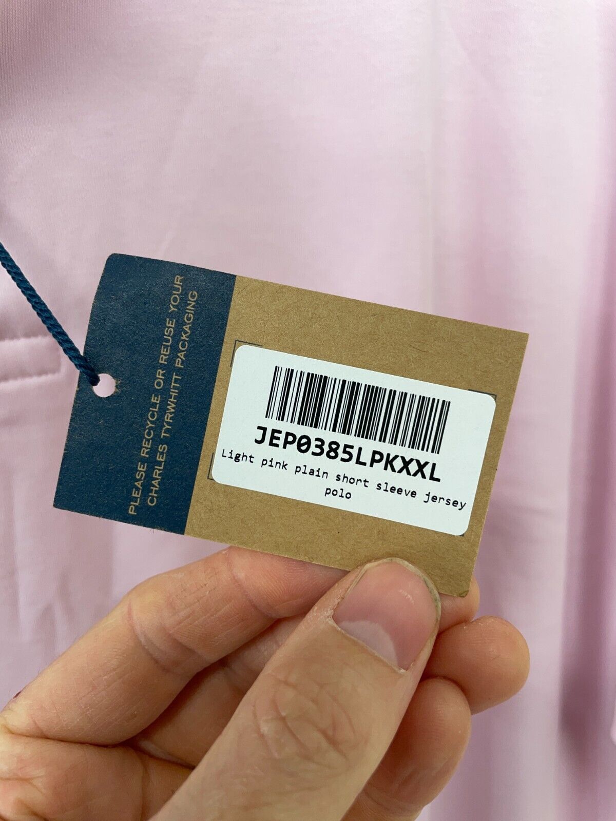 Charles Tyrwhitt Mens XXL Smart Jersey Polo Shirt Golf Light Pink Short Sleeve