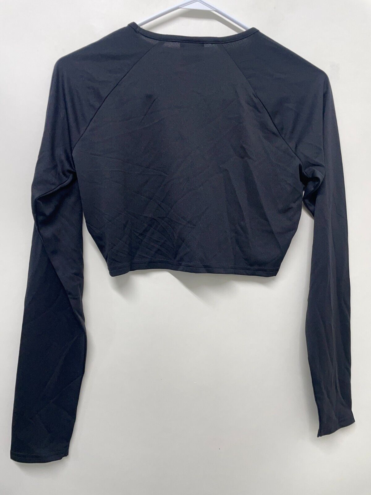Gymshark Womens S Training Long Sleeve Crop Top Black Fitted Crewneck B2A4F-BBBB