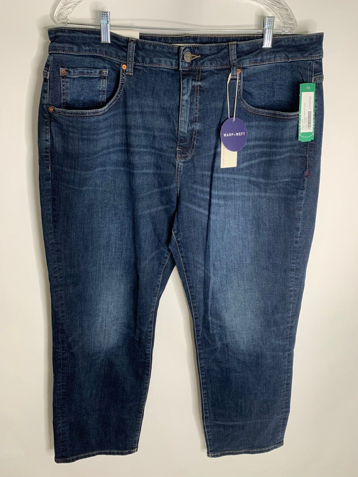 Warp + Weft Mens 40x30 38x29 Ord Chicago Straight Jeans Indigo Dark Wash