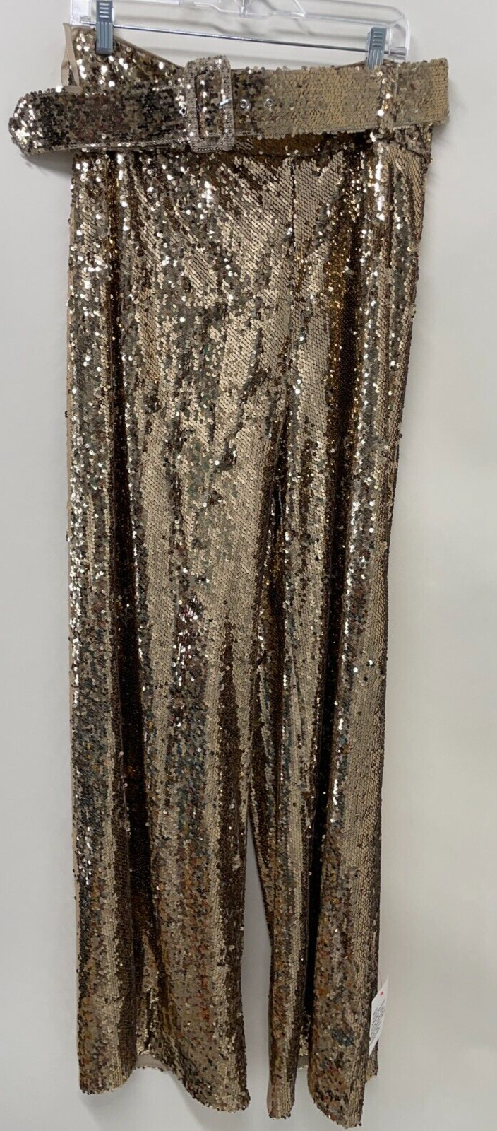 ASOS LUXE Womens 10 Co-ord Sequin Wide Leg High-Rise Trouser Gold 120624629