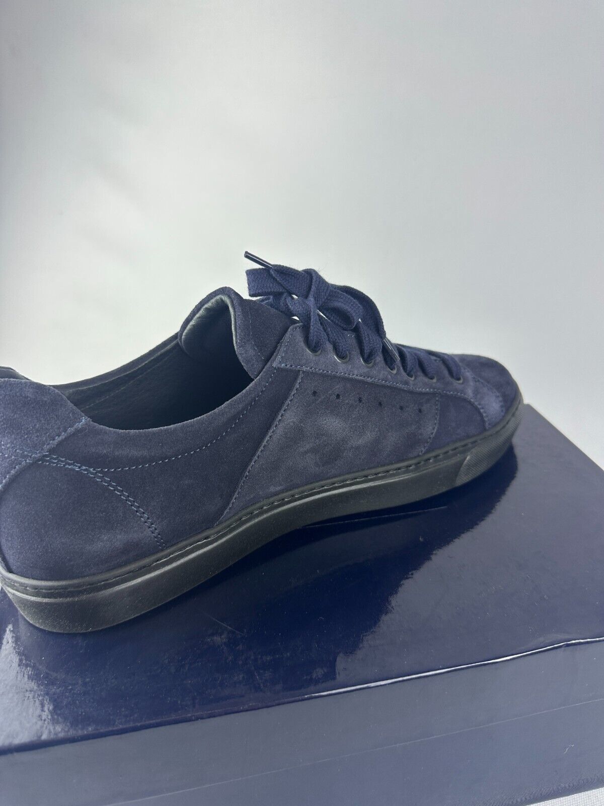 Michael Pasinkoff Mens 42 Navy Blue Suede Sneaker Shoes Made in Italy