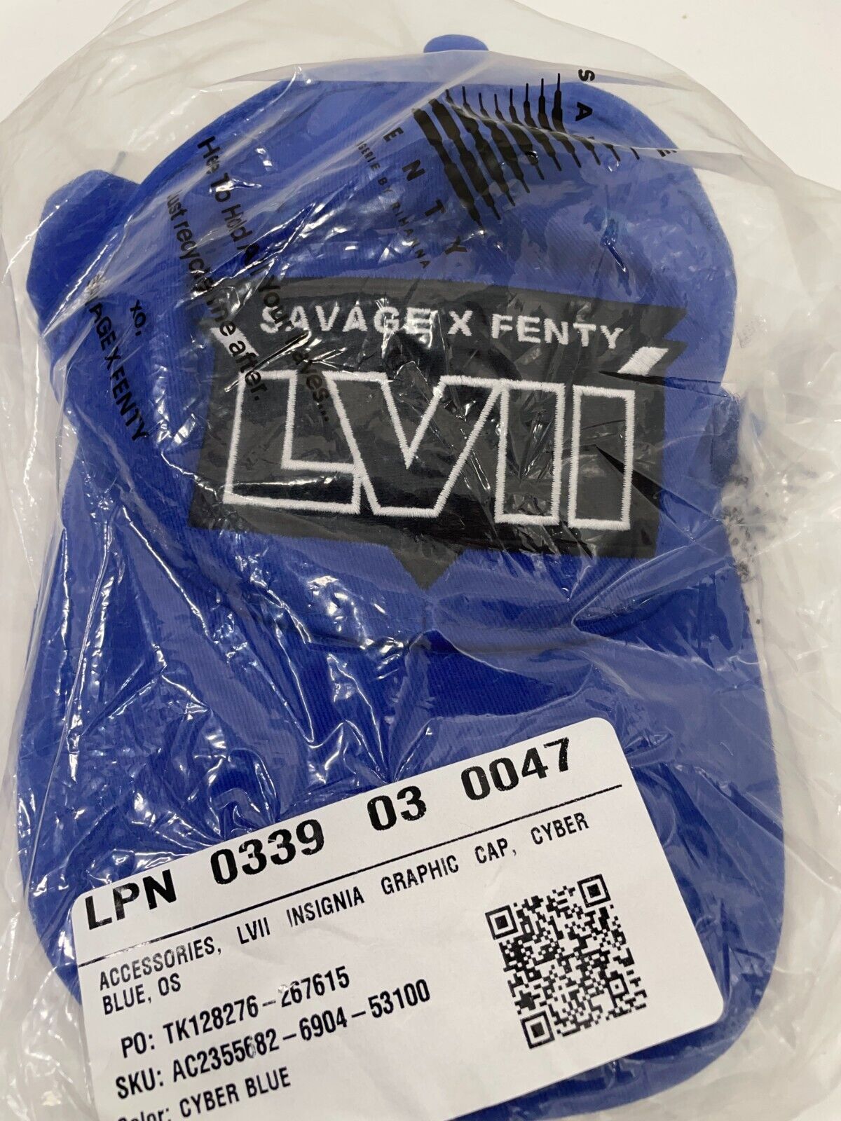 Savage Fenty One Size Limited-Edition LVII Hat Cyber Blue Pony Tail Adjustable