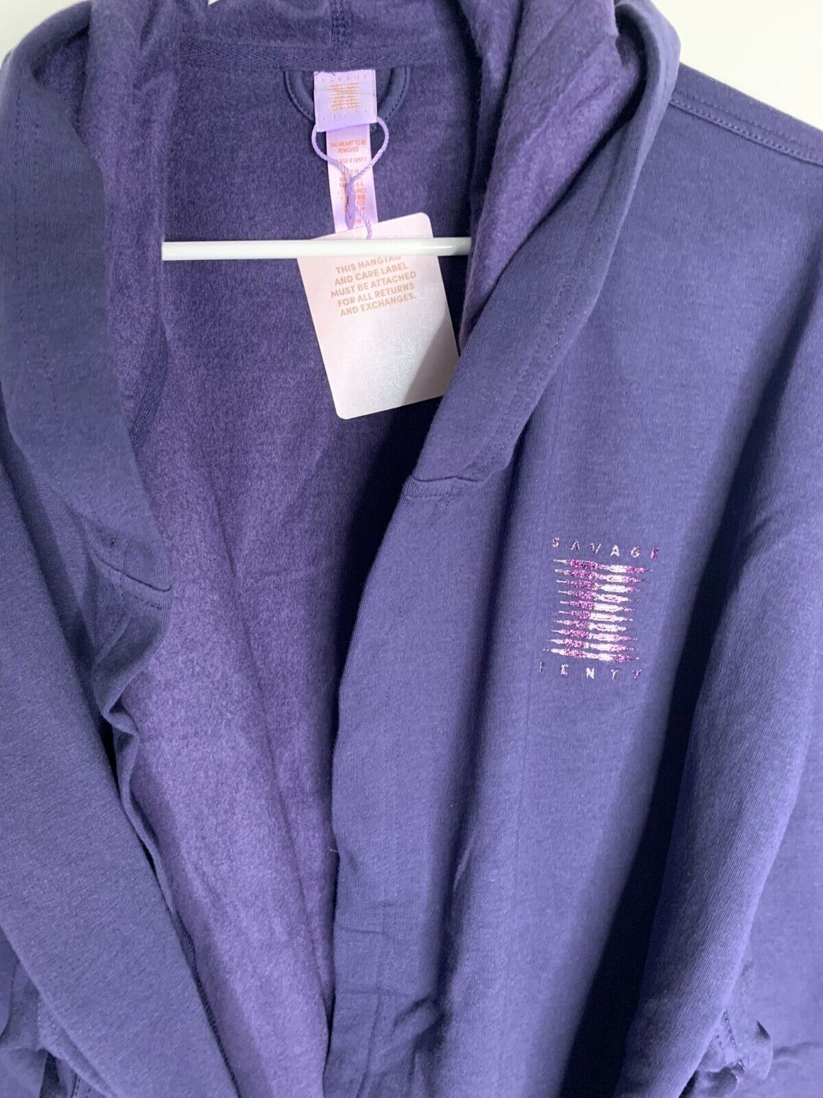 Fenty x Savage Womens XL/1X Vaporwave Forever Savage Short Robe Navy Blue