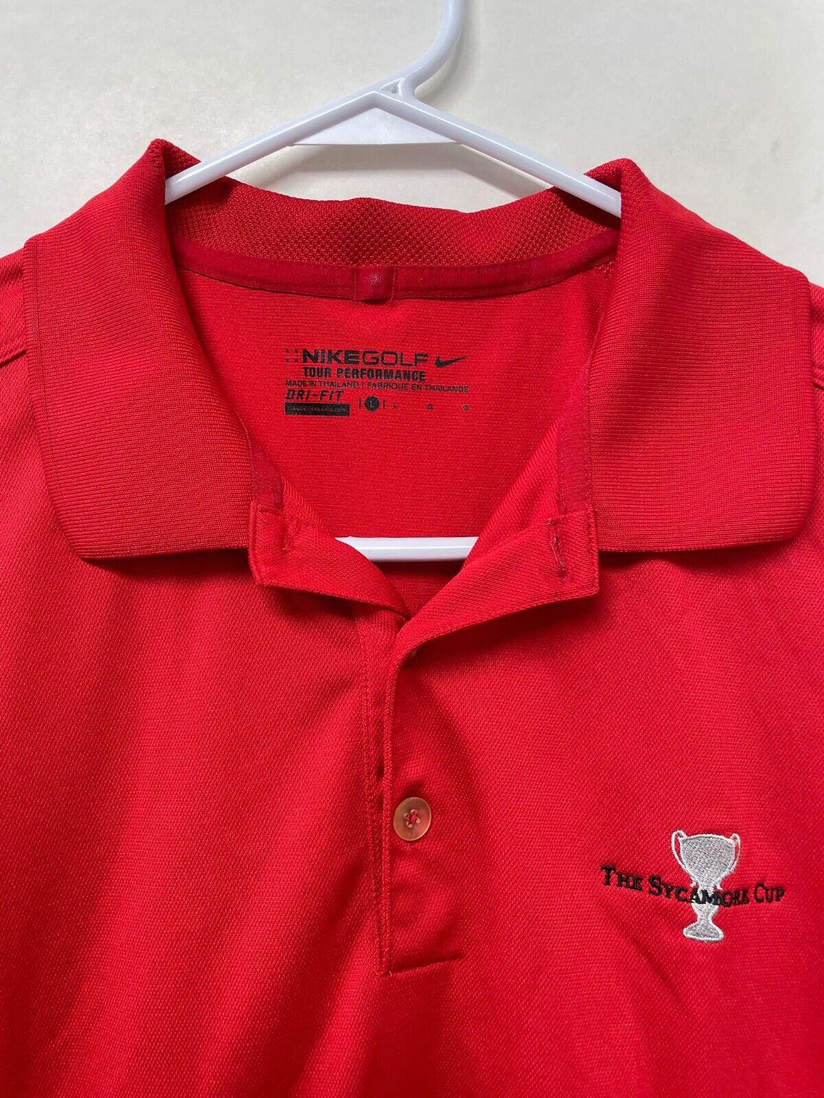 Nike Mens L Lot of 2 Sycamore & Presidents Cup Dri-Fit Polo Golf Tour Squadron