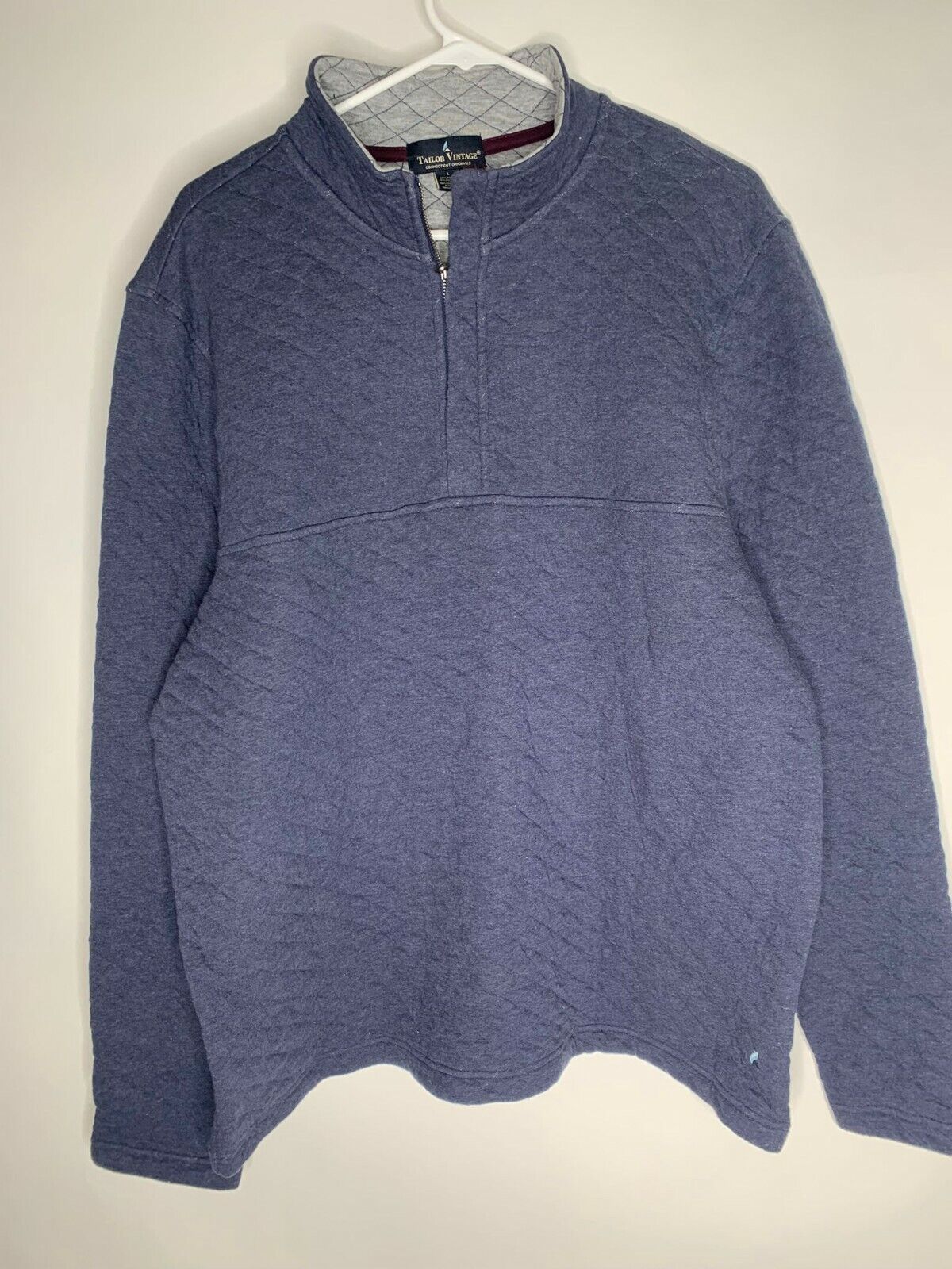 Tailor Vintage Mens Quilted Quarter Zip Pullover Sweater Sweatshirt Knit Jacket