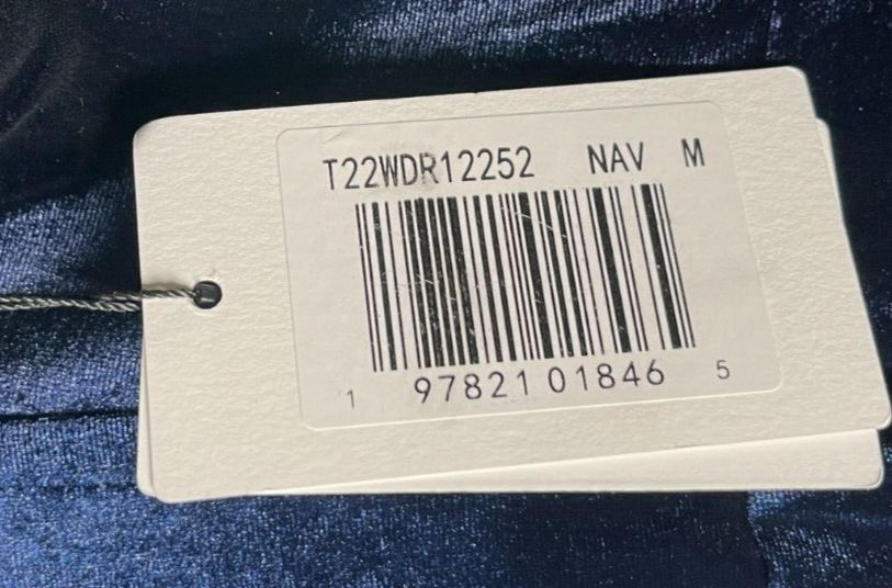 OPT Women's M Klarissa Side-Slit Faux Button Velvet Midi Dress Navy T22WDR12252