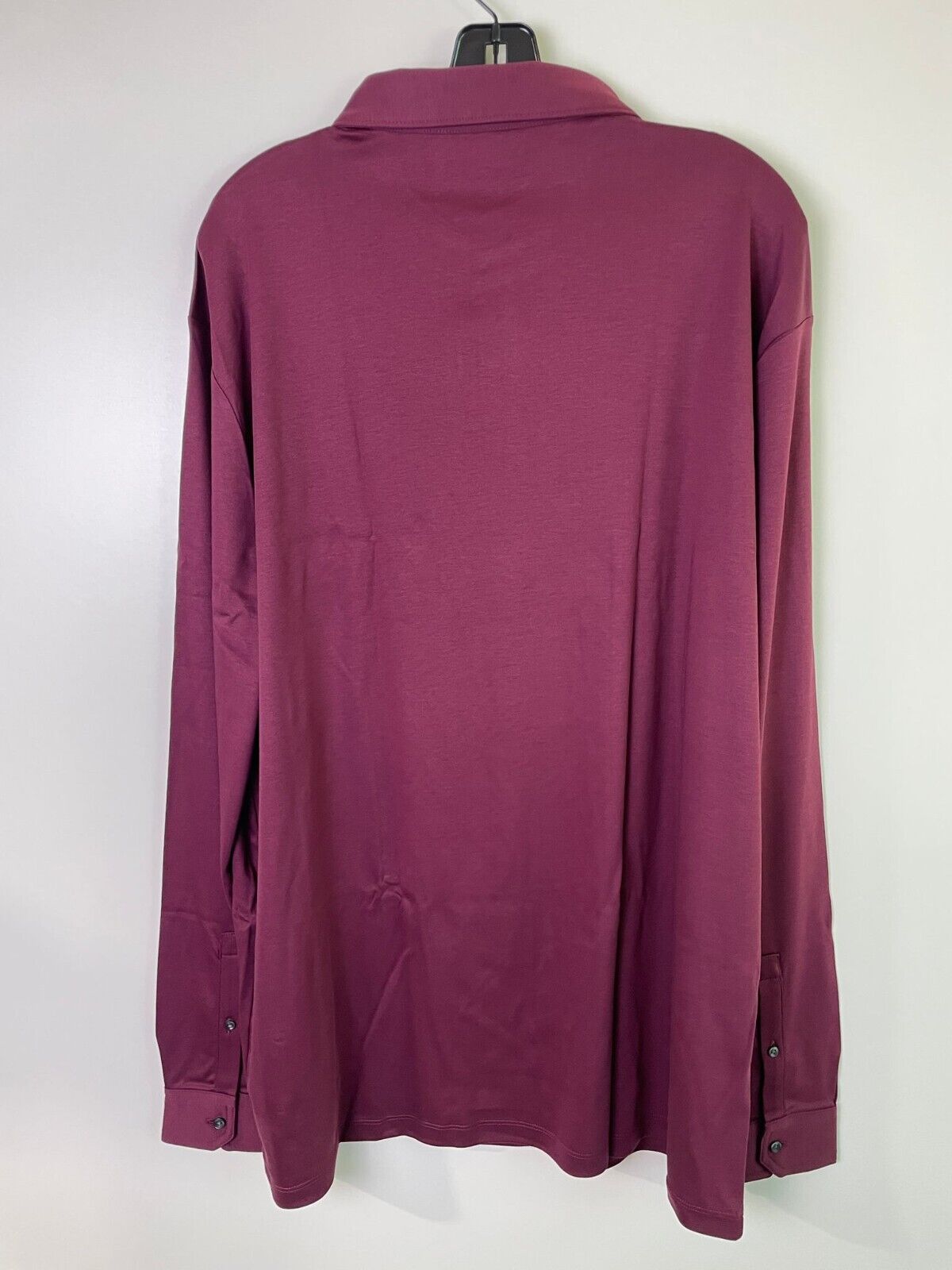 Charles Tyrwhitt Mens XXL Wine Plain Long Sleeve Smart Jersey Polo Shirt Casual