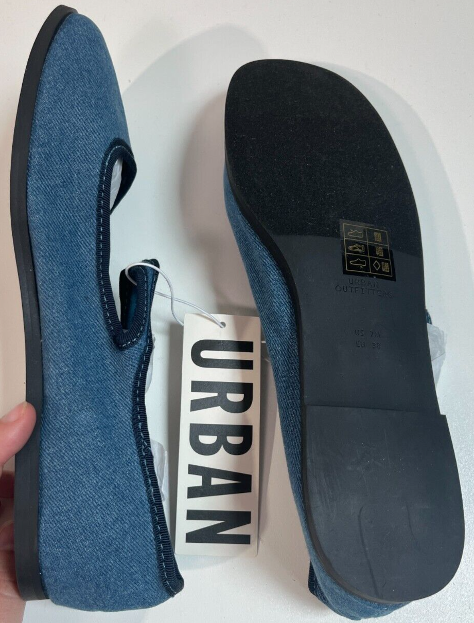 Urban Outfitters Women's 7 Madeline Canvas Mary Jane Ballet Flat Tinted Denim