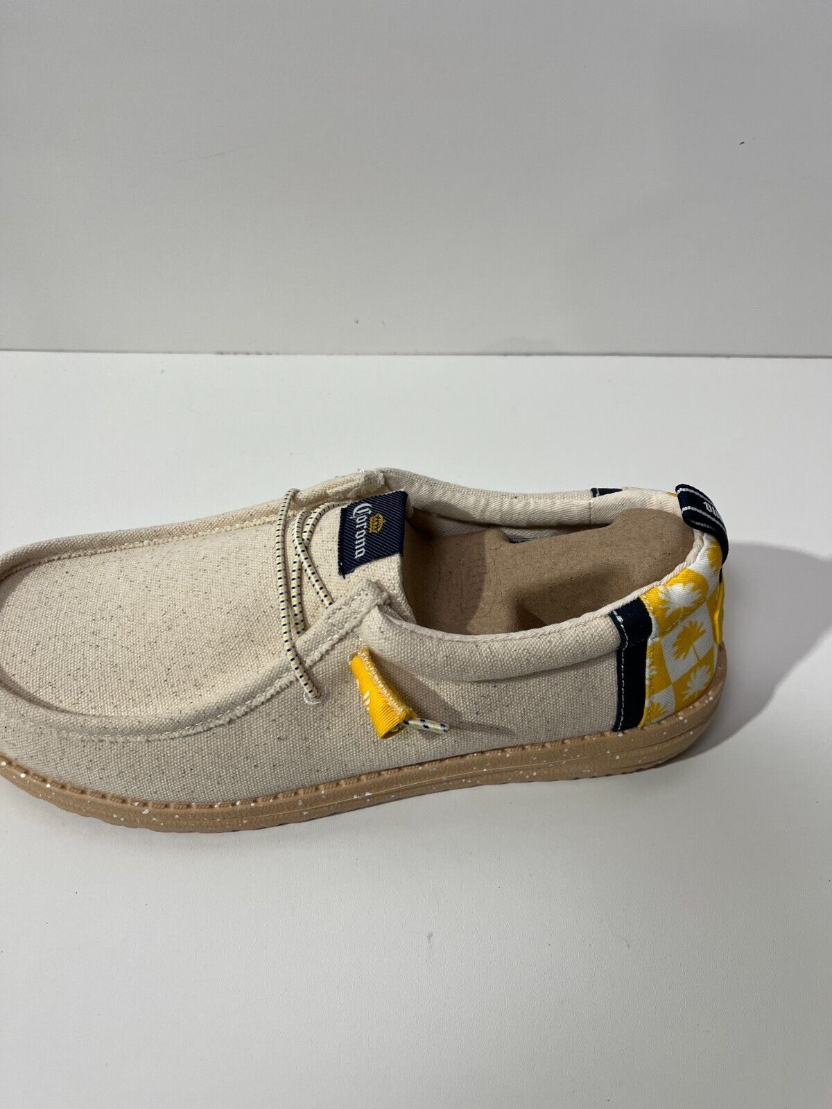 Hey Dude Men's 11 Wally Corona Slip On Casual Shoes Natural White/Tan 42218-1KO