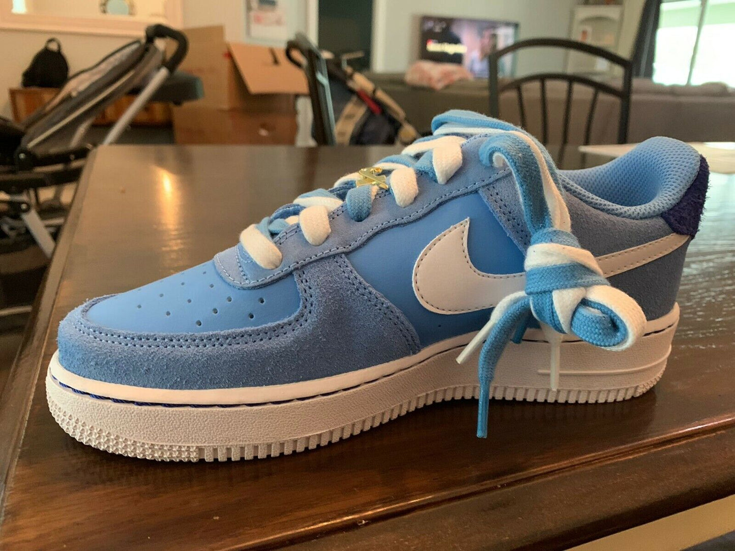 Nike Air Big Boys 6Y Air Force 1 LV8 S50 GS University Carolina Blue Shoes UNC