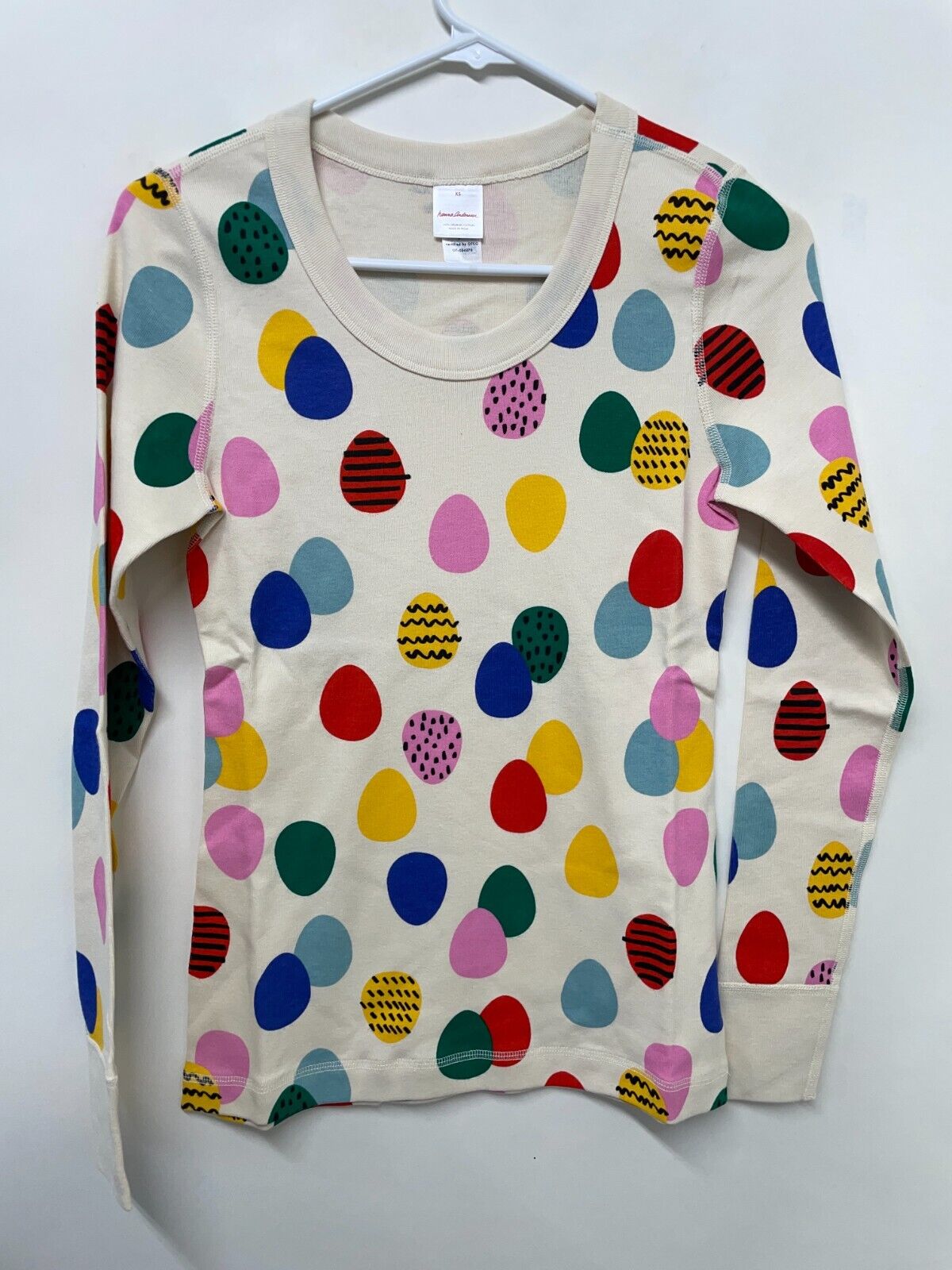 Hanna Andersson Women's XS Long John Pajama Pant & Top 2-Pc Set Easter Eggs NWT