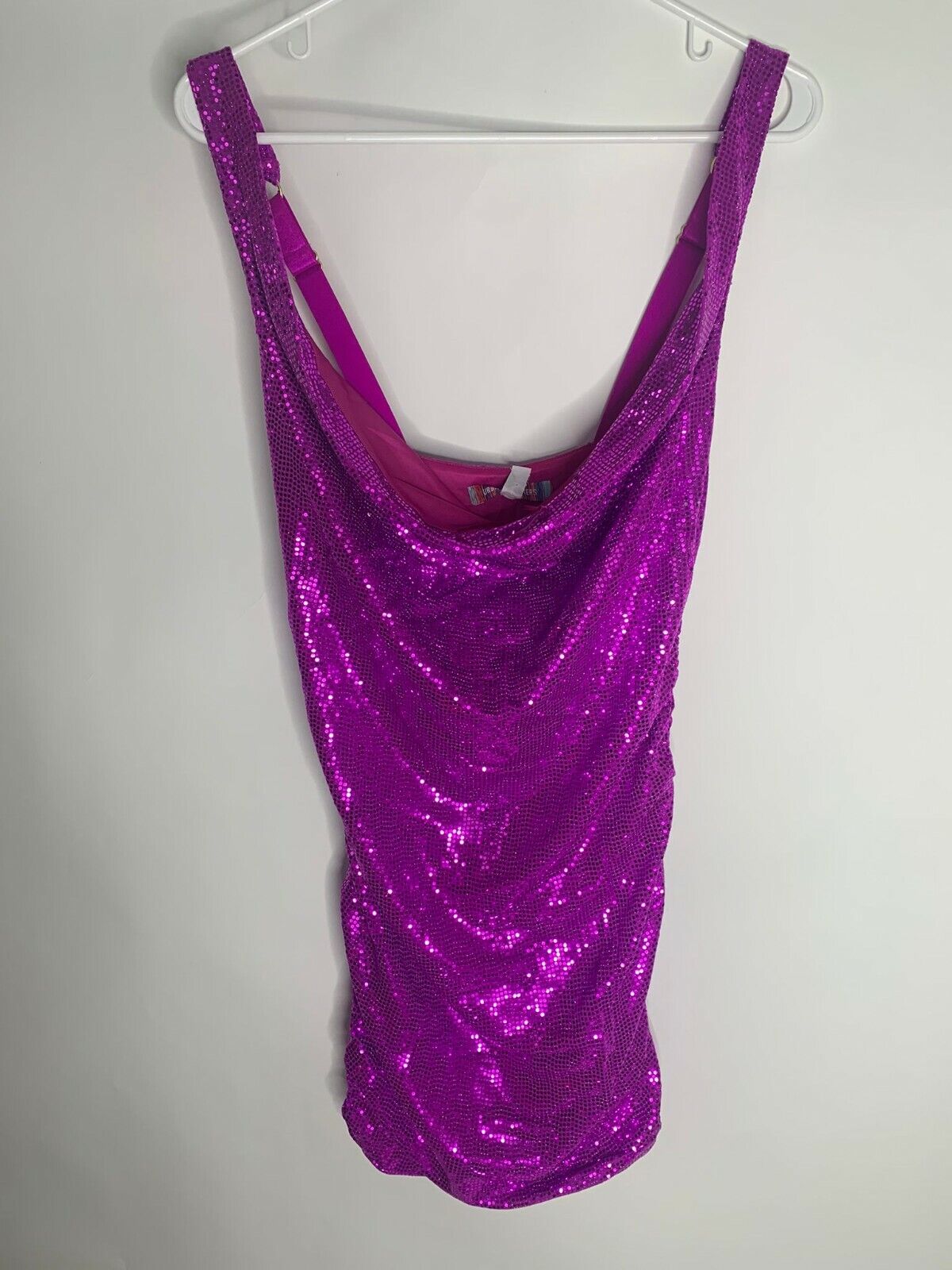 Urban Outfitters Womens L UO Pink Rose Sequin Dua Cowl Neck Bodycon Mini Dress