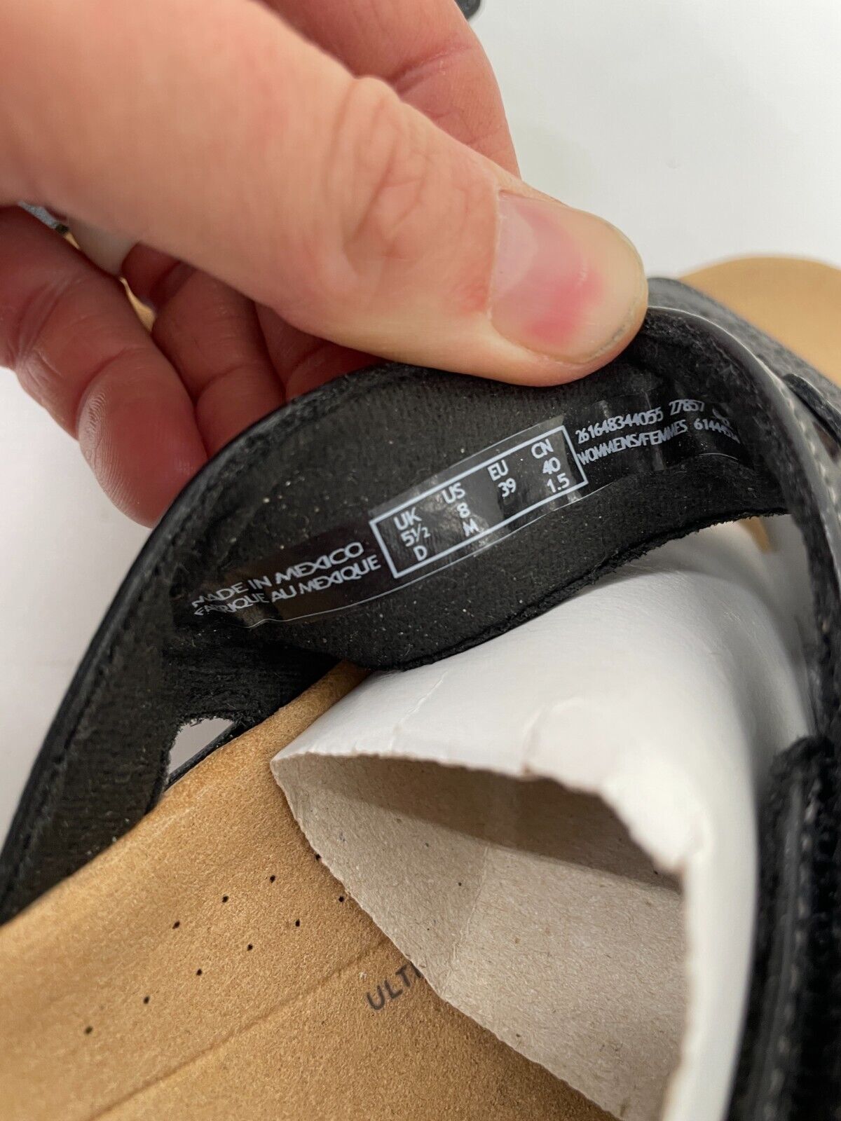 Clarks Womens 8M Laurieann Cove Sandals Black Leather Adjustable Strap 26164834
