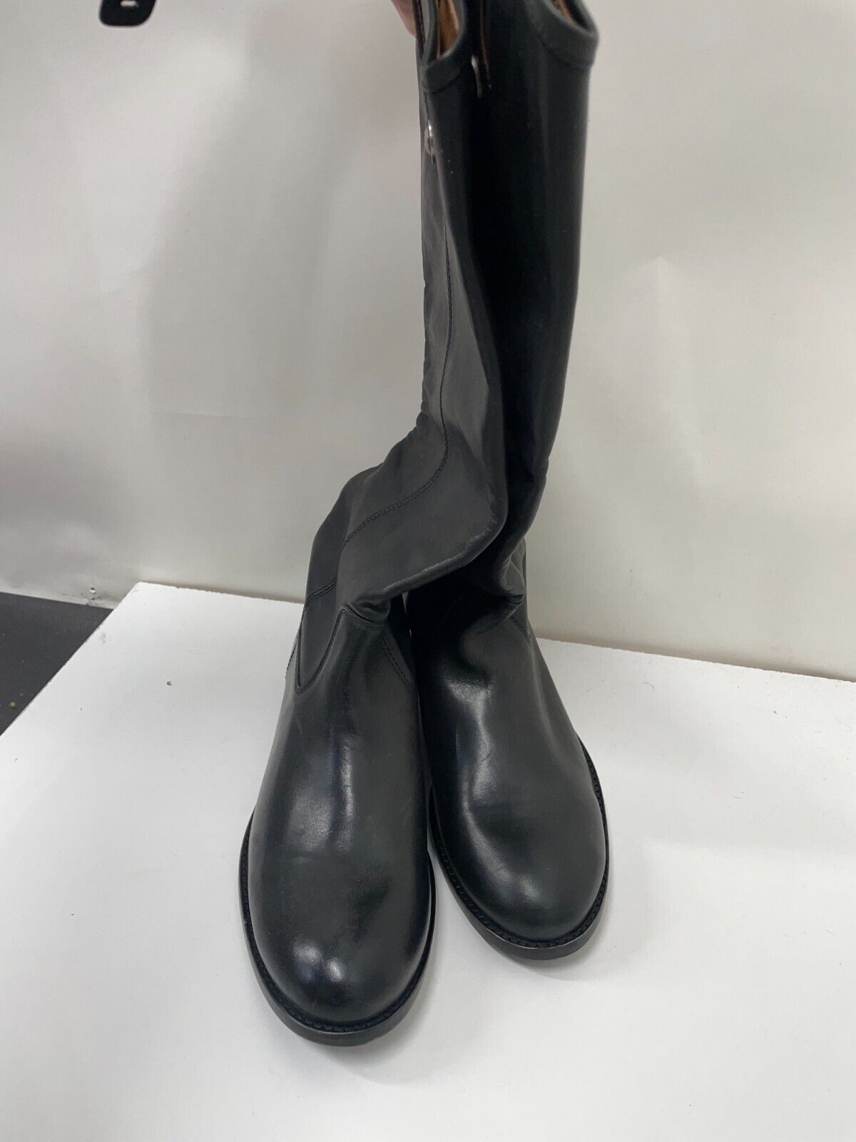 Frye Womens 7.5 Melissa Button Tall Riding Boots Black Round Toe Pull On 3477167