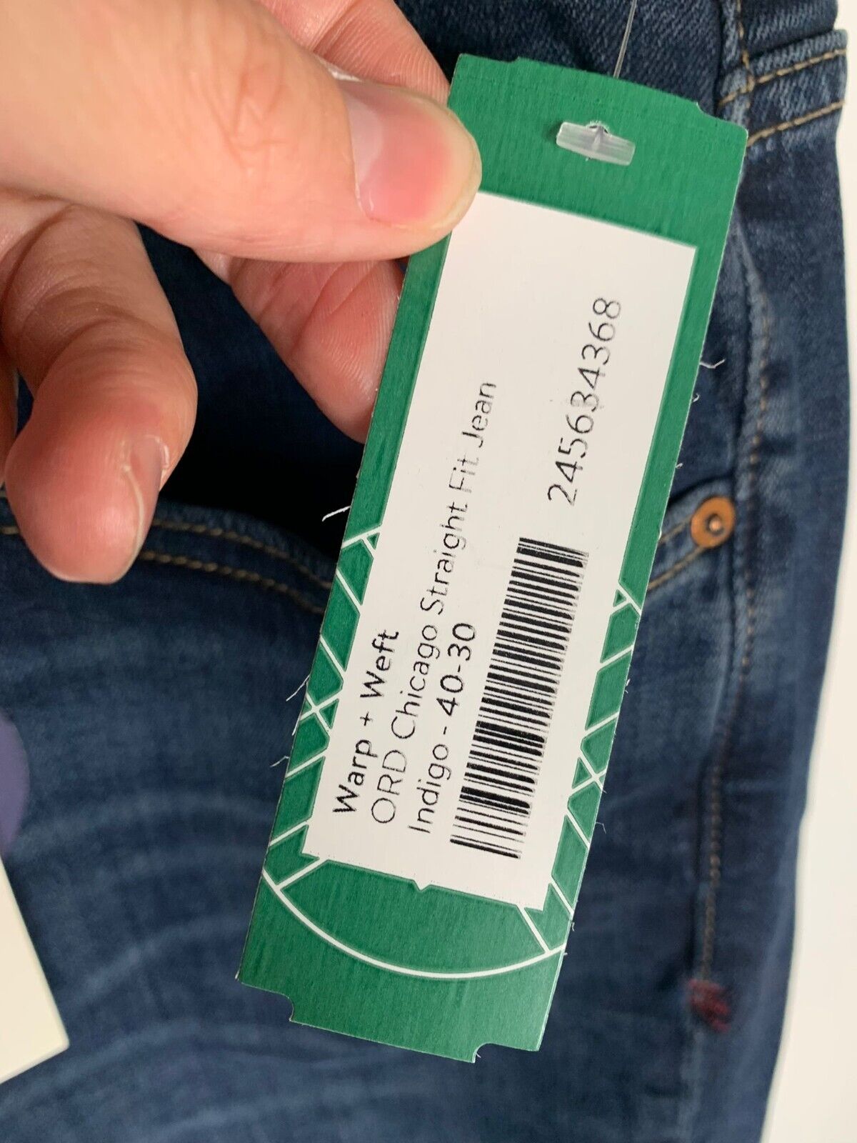 Warp + Weft Mens 40x30 38x29 Ord Chicago Straight Jeans Indigo Dark Wash