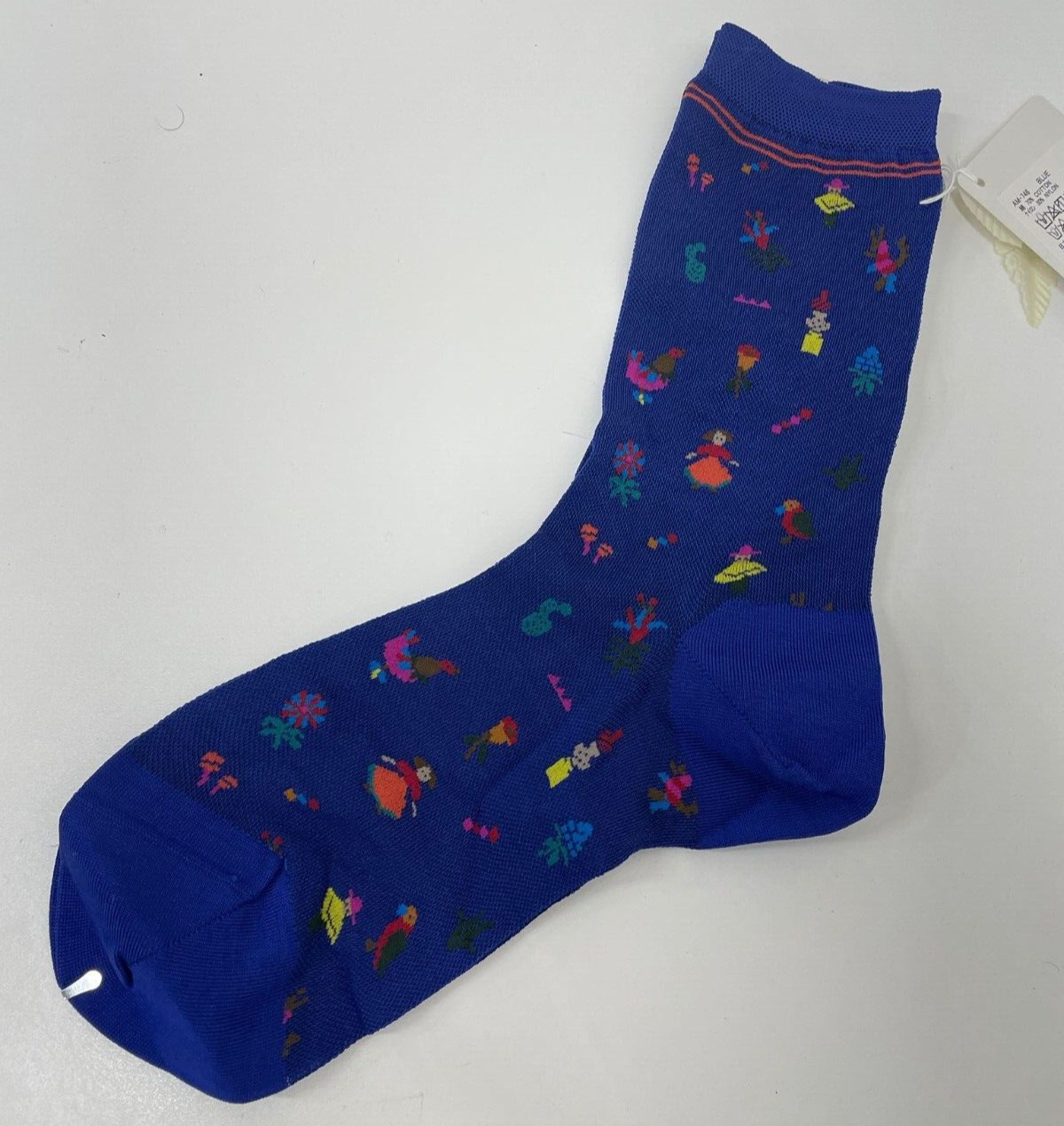 Antipast Women s Blue AM 746 Printed Crew Socks Nylon Cotton Japan