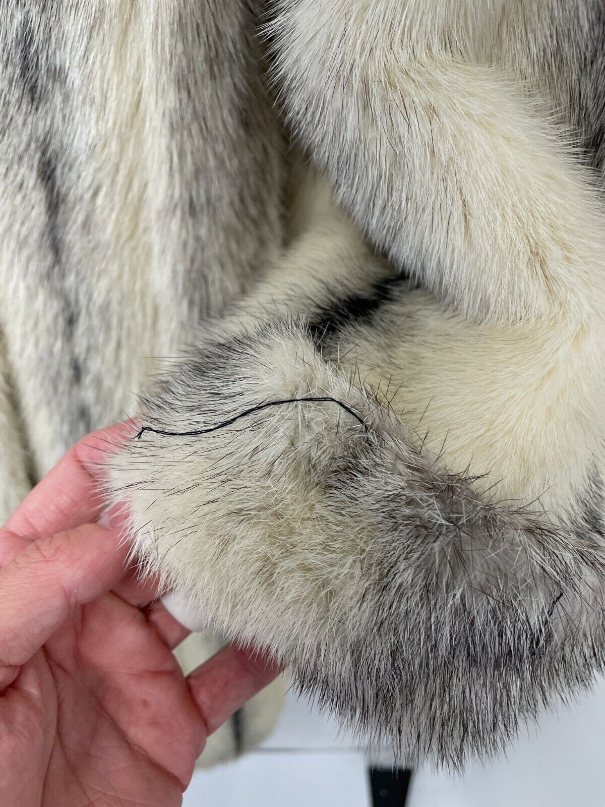 Cross Mink Fur Womens S/M Coat Trench Kohinoor Silver Iris Pearl Shawl Vintage