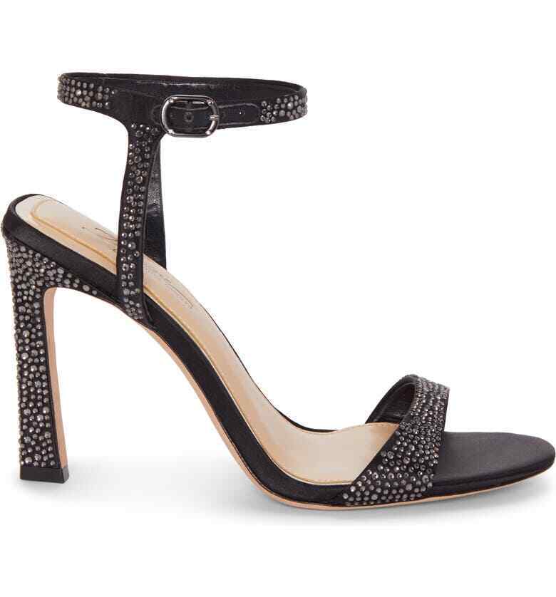 Imagine Vince Camuto Womens 8.5 Black Reshi 3 Embellished Ankle Strap Sandal