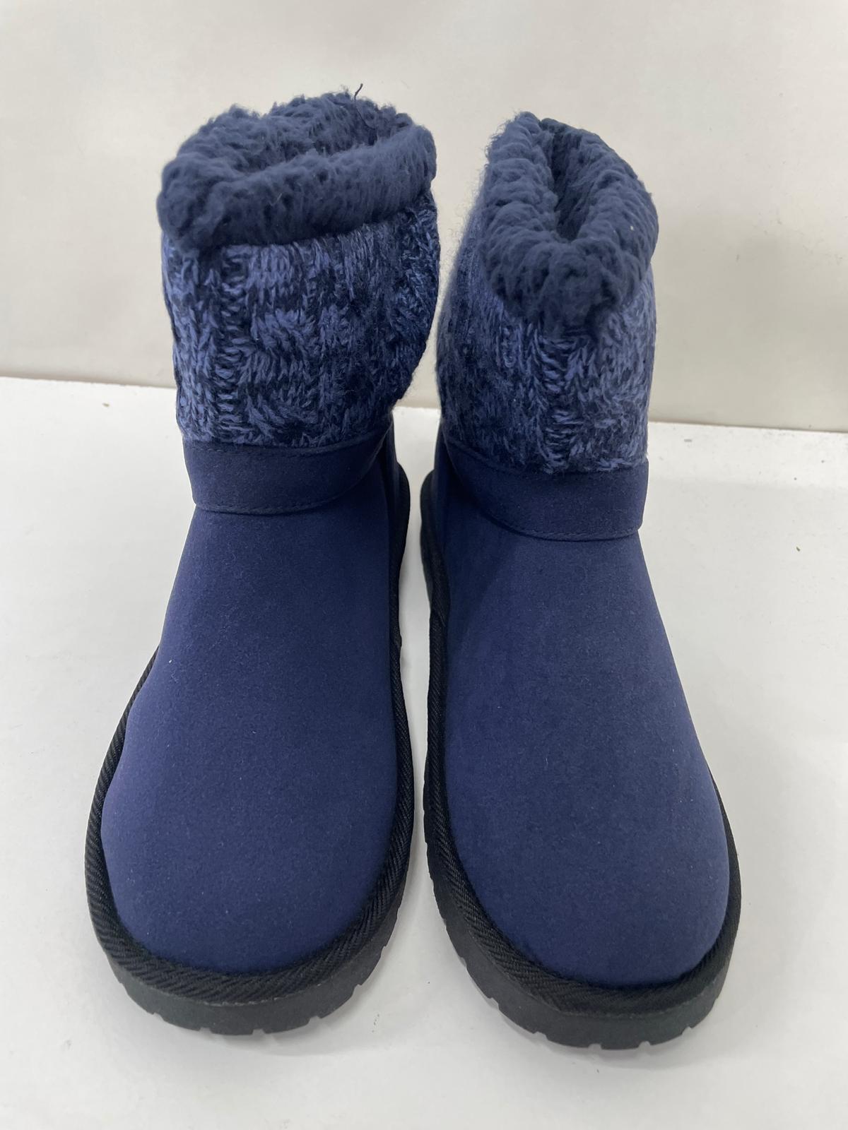 Muk Luks Essentials Womens Navy Blue Alyx Boots 15023-410 Sherpa Ankle Winter