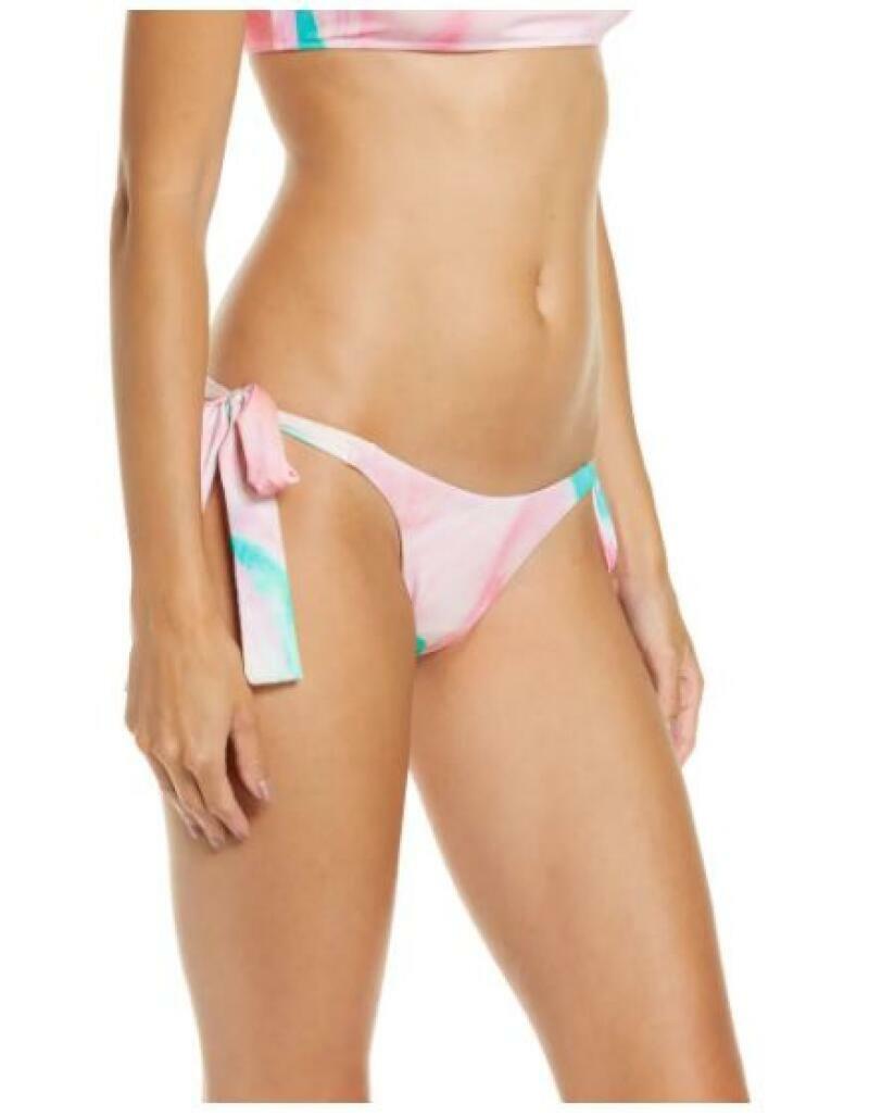 Frankies Womens S Trip Pink Veronica Side Tie Bikini Bottom Swim