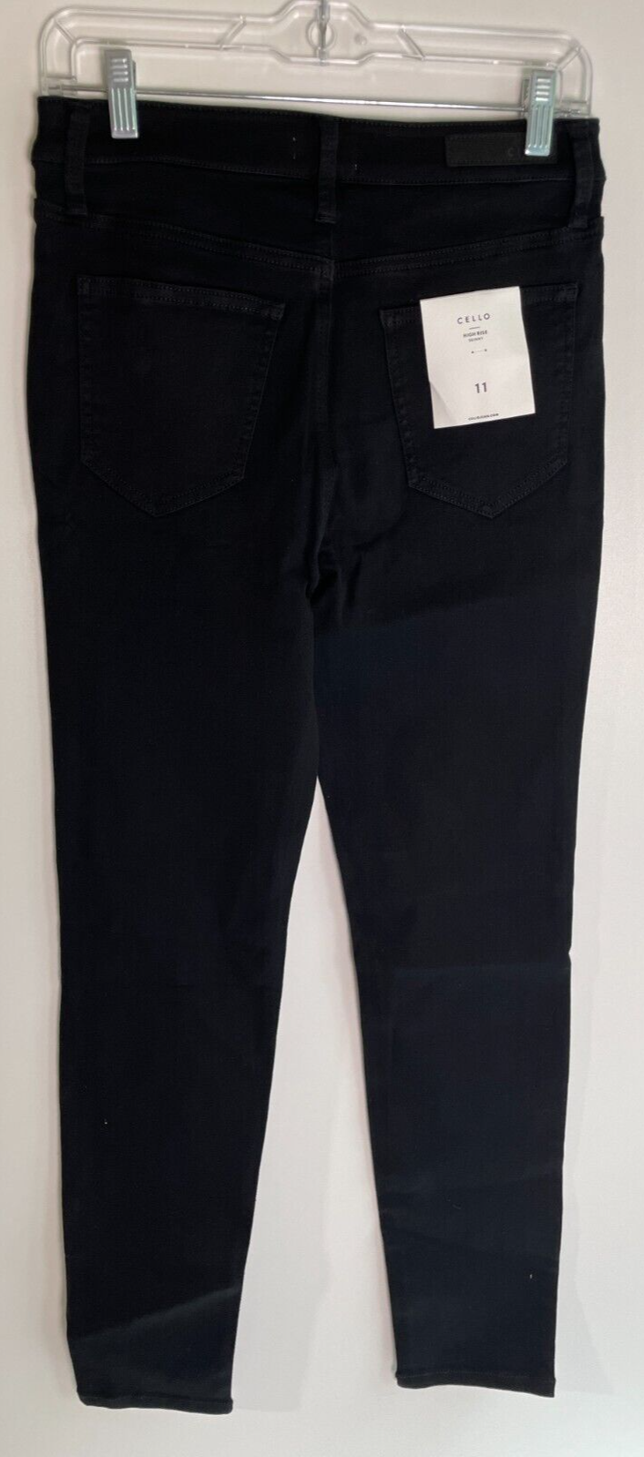 Cello Women's 11 High Rise Sailor ButtonAnkle Skinny Jeans Black Dark Wash Denim