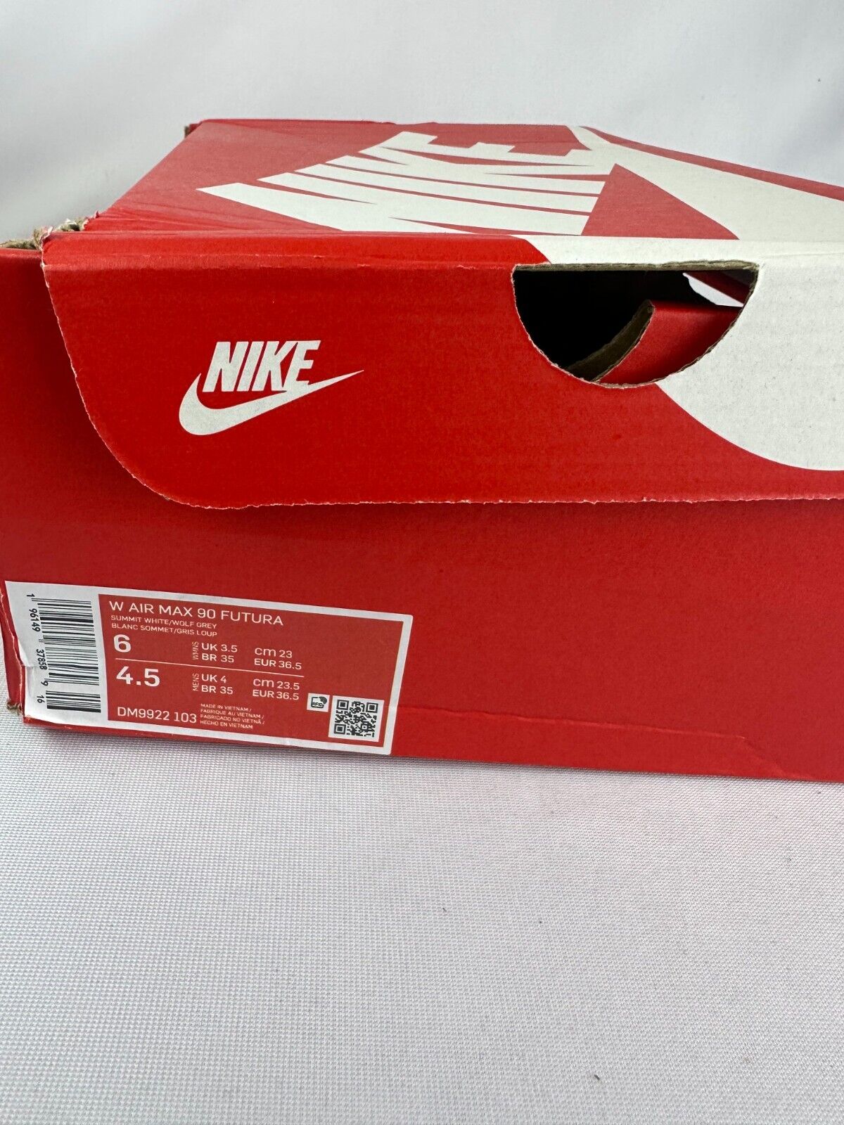 Nike Womens 6 Air Max 90 Futura 'White Pure Platinum' Running Shoes DM9922-103