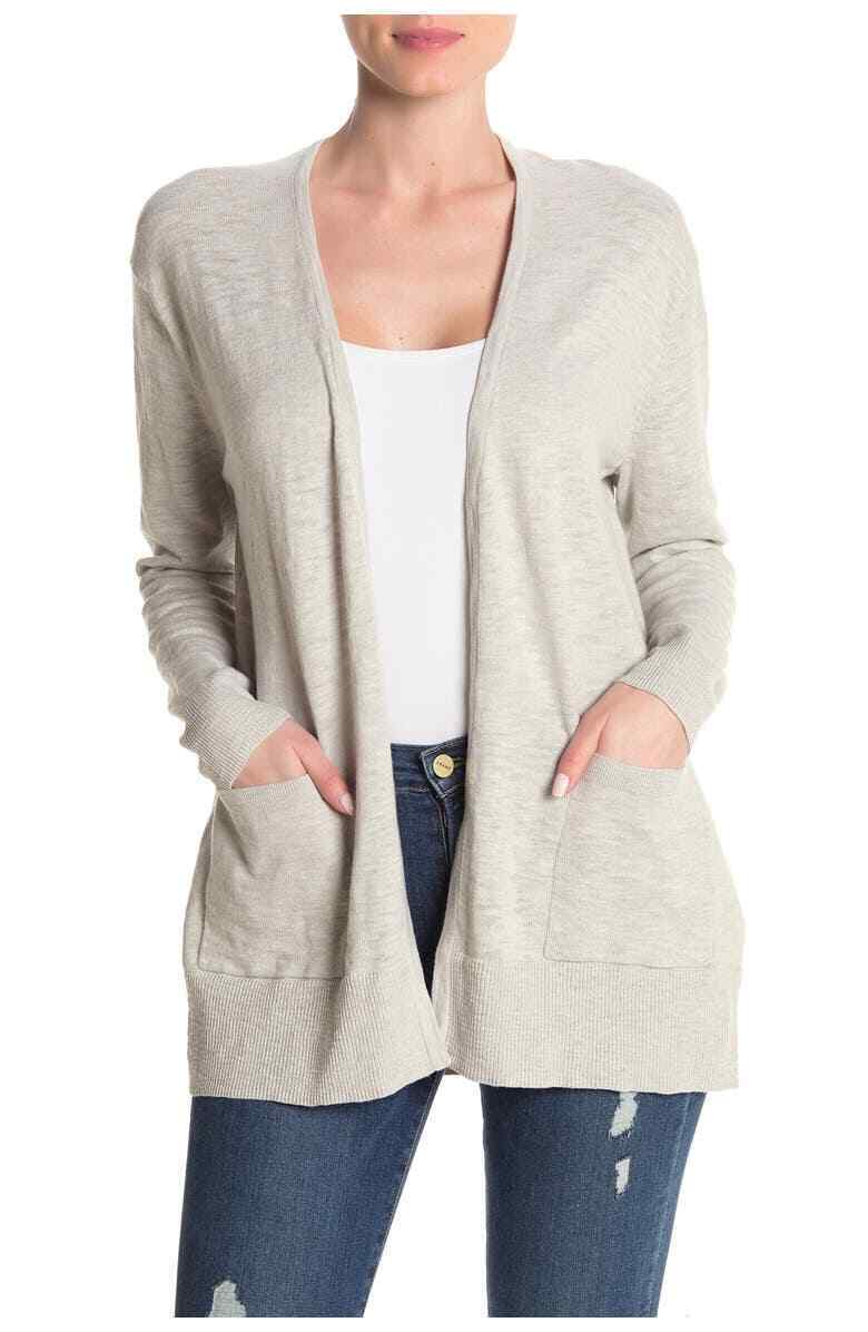 Madewell Womens Lightweight Open Front Patch Pocketed Cardigan Sweater Cotton