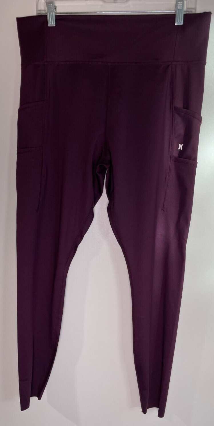 Hurley Women's XL Raw Edge High Rise Ankle Leggings Potent Purple HA32LG003