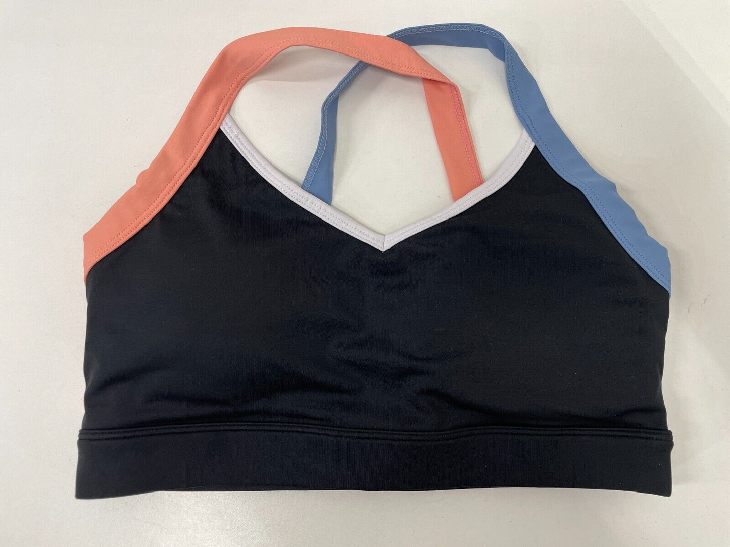 Maven Thread Womens M Hype V-Neck Sports Bra Sunrise Black Crossback Workout
