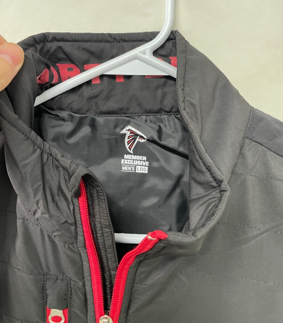Member Exclusive Men's L NFL Atlanta Falcons 2022 Reserve Vest Jacket Black/Red