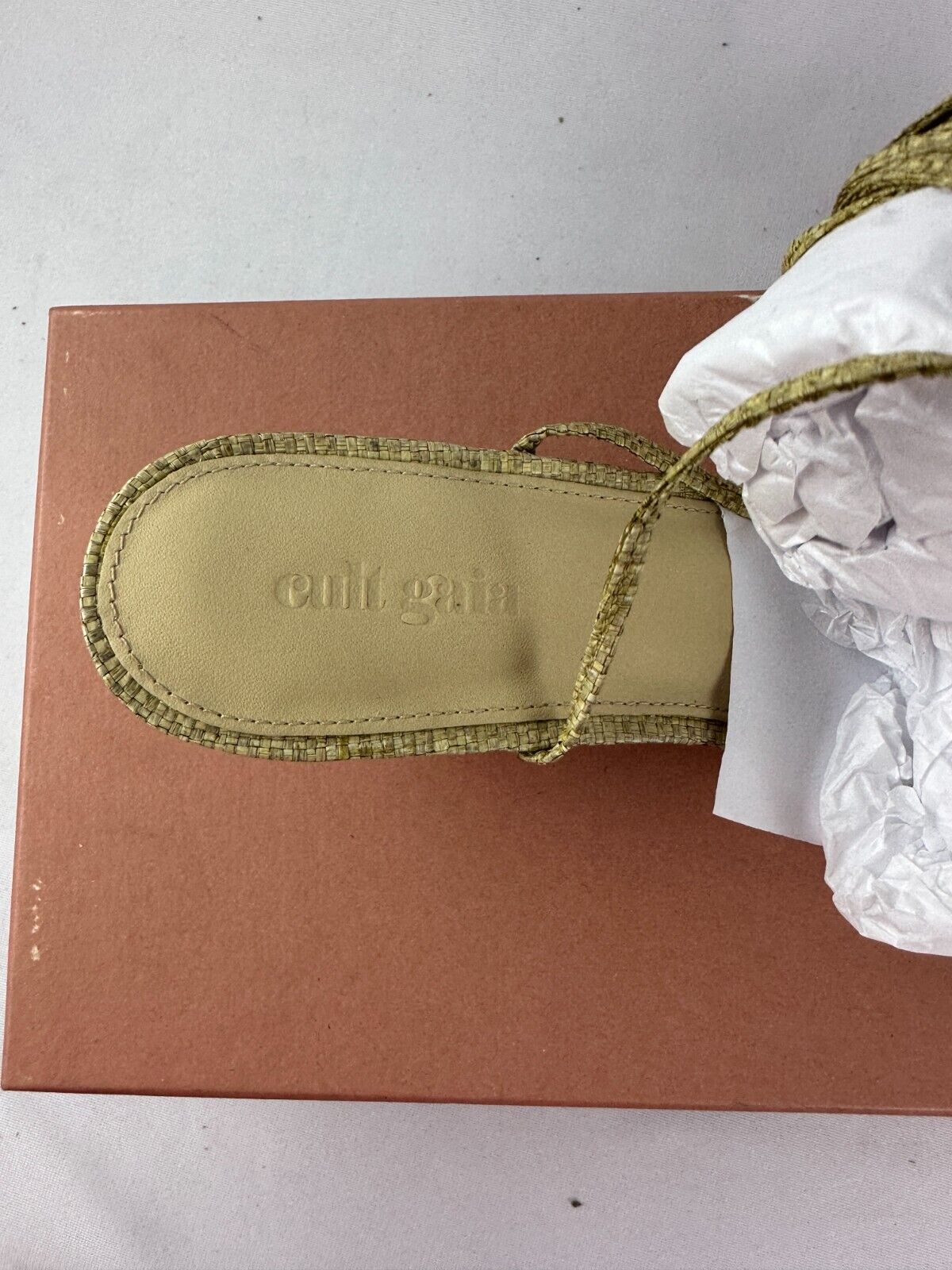 Cult Gaia Womens Size EU38 Mirai Natural Woven Ankle Wrap Strap Wedge Sandals
